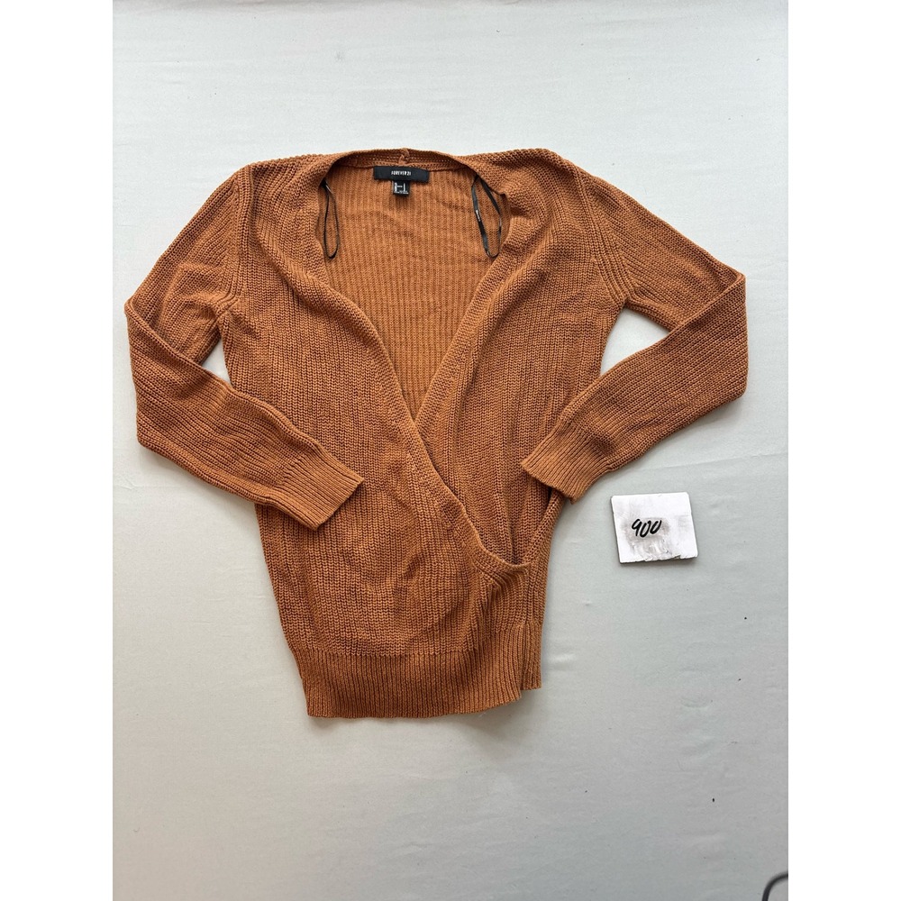 Forever 21 Womens Rust Orange Surplice Wrap V-Neck Knit Sweater Small